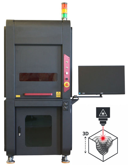 3D Laser-Graviermaschine XL - 3D Beschriftungslaser XL mit MoPa Faserlaser für Metall und Kunststoff im großen Gehäuse